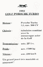 Caracteristiques Golf Turbo Porche